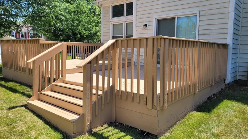 Newly built deck with stairs ready for finishing